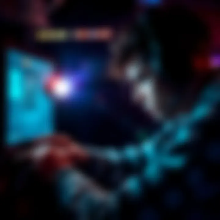 A gamer focuses on the screen while using a flashlight in a dark gaming environment, aiming to secure a save.