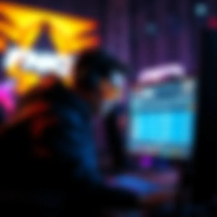 A gamer focused on a screen displaying the FNCS Div 3 tournament with qualifying information