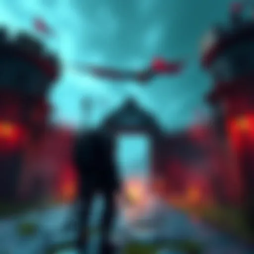 A gamer stands bravely at the entrance of Fort Haight, ready to face challenges in a fantasy world, with excitement and determination on their face.