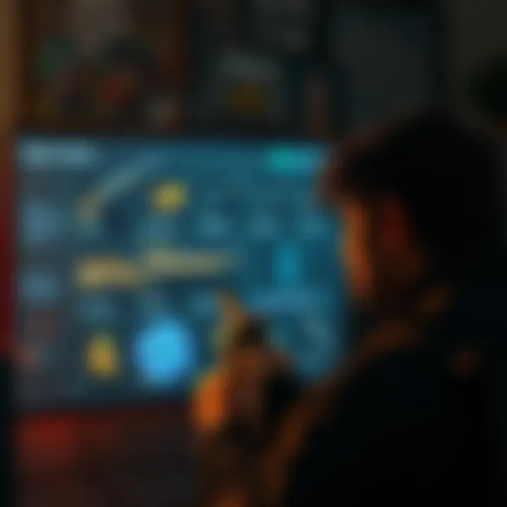A gamer looking at a screen showing weapon options in Dark Ages, appearing frustrated as ammo runs out, with a shotgun in view.
