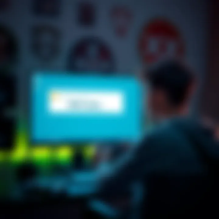 A gamer sitting in front of a computer screen showing an error message, looking upset and contemplating a refund, with game controllers nearby.