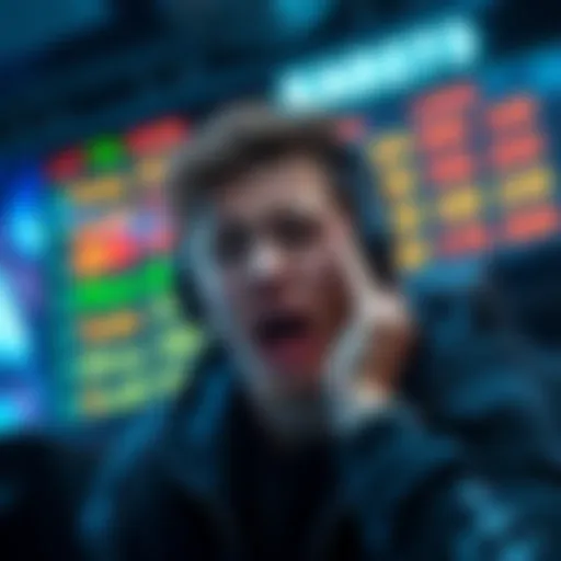 A gamer showing frustration after losing several matches against a Druid character, with a scoreboard displaying losses in the background.