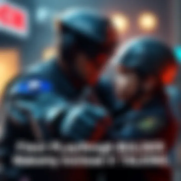 A player character mistakenly grappling with a police officer in a video game, with a confused expression