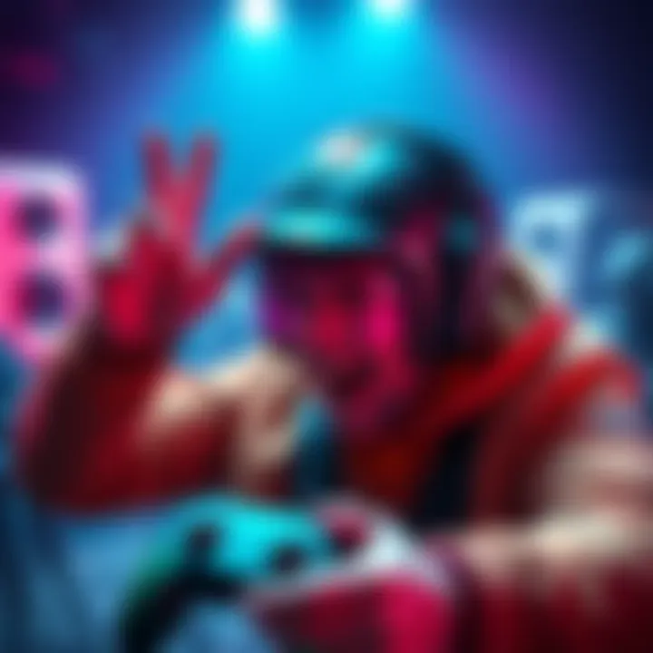 A console player showing excitement after erasing half of a health bar during gameplay.