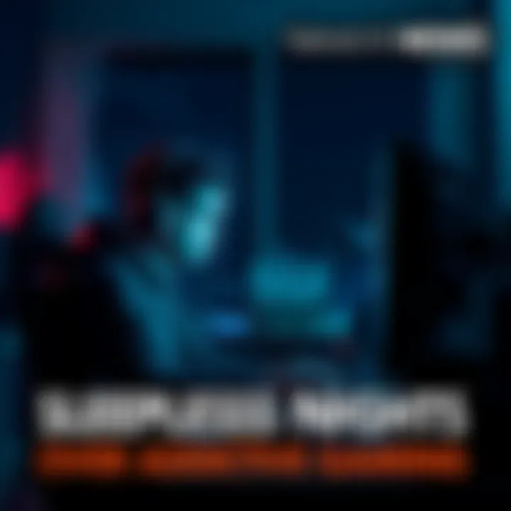 A focused player sitting in a dimly lit room, staring intently at a computer screen, with gaming gear around, highlighting the experience of late-night gaming sessions.