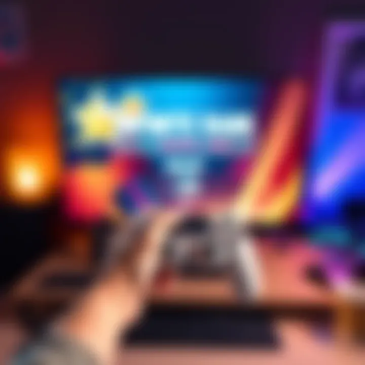 Player celebrating Infinite rank in Marvel Snap A player excitedly holding a controller in front of their computer screen showing Infinite rank in Marvel Snap, with a patriotic deck background