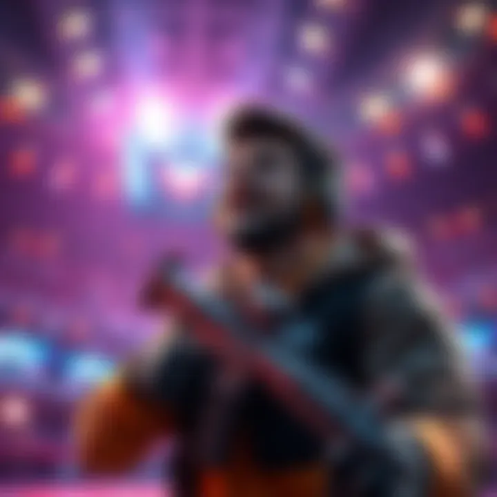 A gamer in a virtual arena, looking both thrilled and conflicted after achieving his first kill using a free kit in Stella Montis