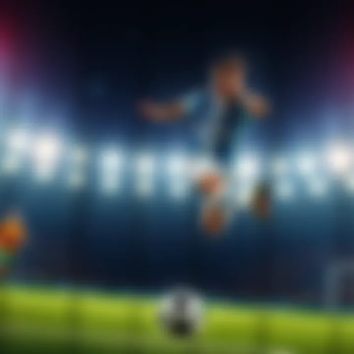 A soccer player lands skillfully on the ball during a match, reflecting on a moment of potential triumph, with a thoughtful expression.