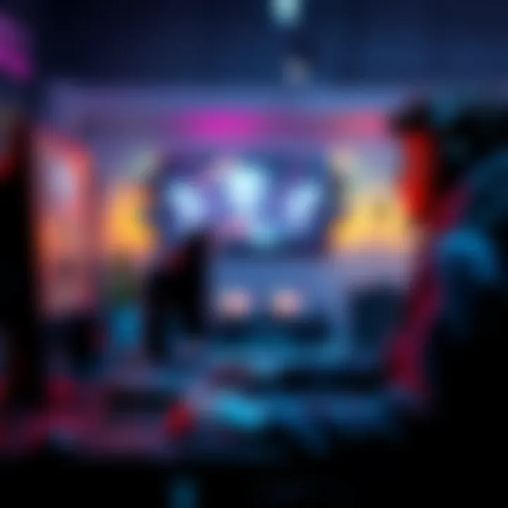 Player proposes language fee A player at a gaming setup expresses frustration over language preferences, suggesting a fee for English-only communication in a multiplayer game.