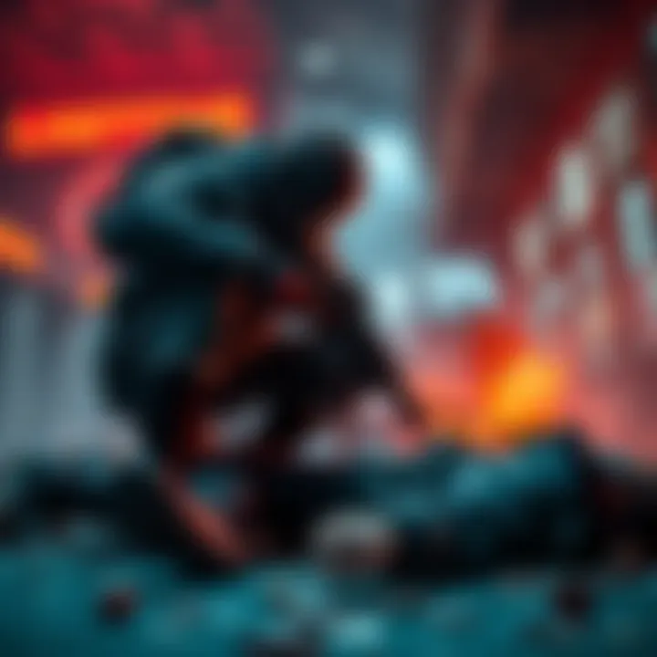 A player loots another player's fallen body during an online raid, while teammates appear to be distracted and not helping.