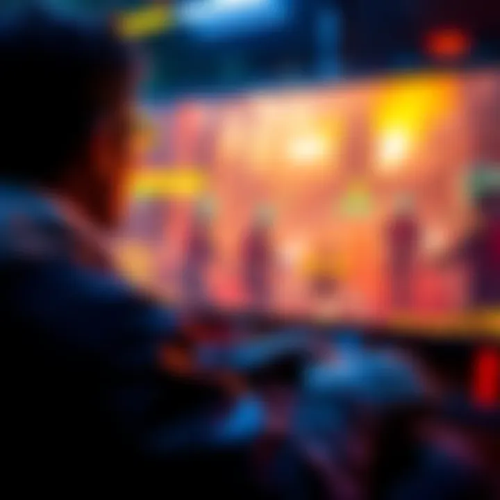 A gamer focused on the Marathon game, showcasing vibrant graphics on their screen.
