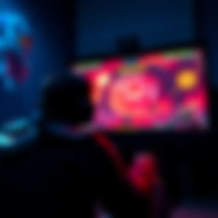 A gamer focused on playing Marathon, showcasing a vibrant game screen with characters and environments.