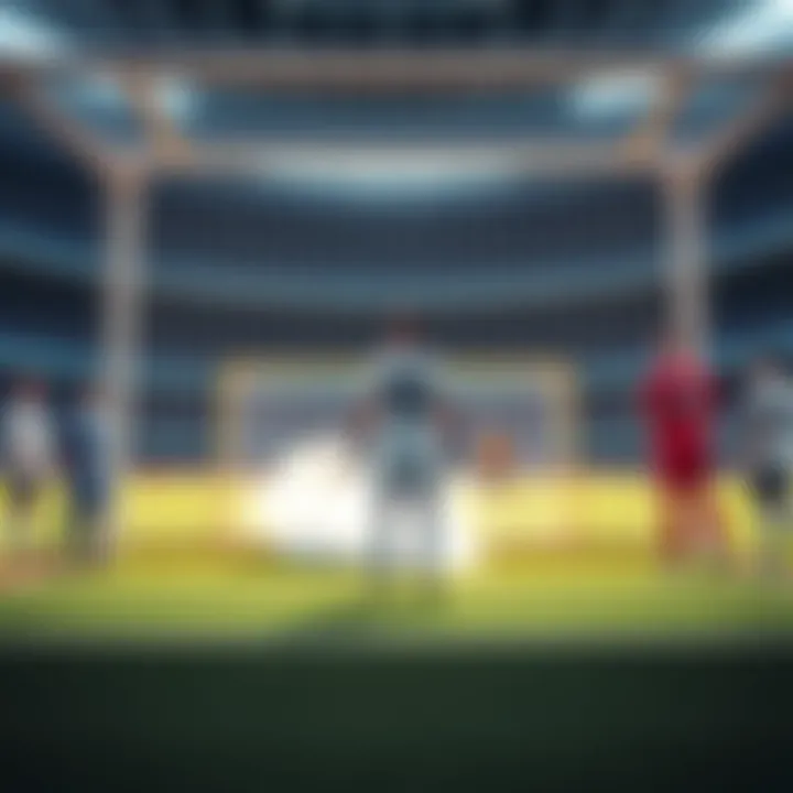 A stunned player standing in front of an open goal after missing a shot, with teammates and opponents reacting in disbelief.