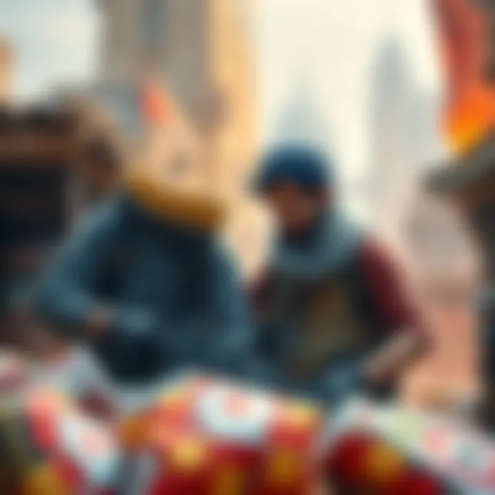 A player and a new dad share a moment of friendship while looting in the gaming environment of Buried City, highlighting the contrast between competition and compassion.