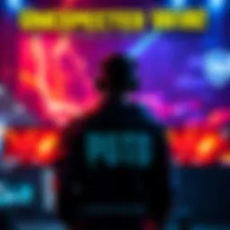 Player receiving Player of the Game award A gamer stands in front of a screen, surprised and happy after being awarded Player of the Game.