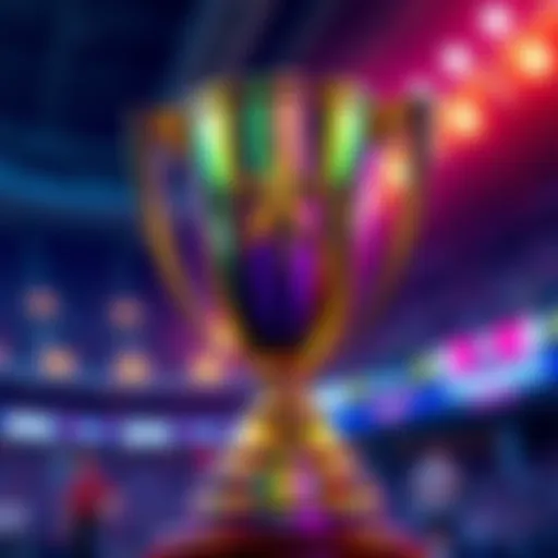 A shiny trophy representing Player of the Game, with vibrant colors and a star emblem