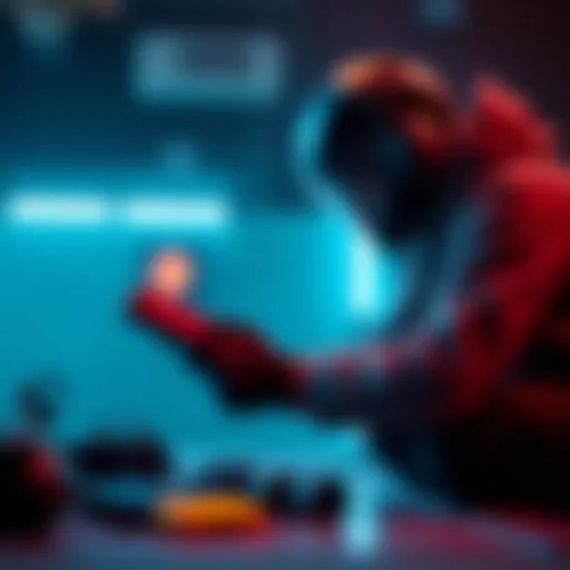 A gamer focused on skillful gameplay in the Marathon video game, with equipment set aside, showing determination and strategy.