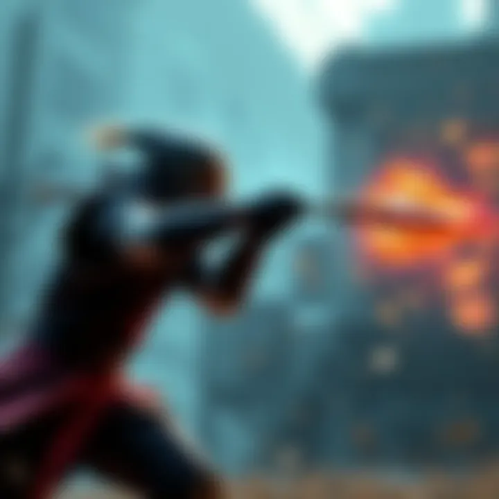 Player Parrying Spear Attack A gamer skillfully parrying a spear from an enemy in an action video game, showcasing a moment of perfect timing and excitement.