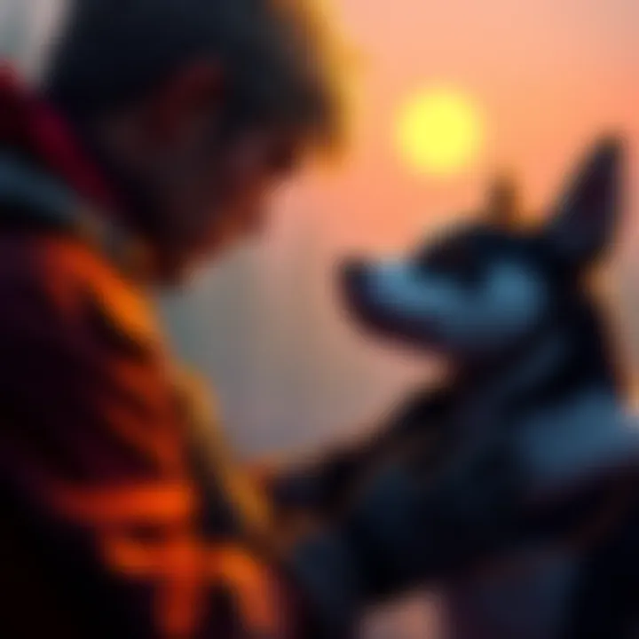 A player character in Wolfenstein 3D interacts with a dog, showcasing a playful moment instead of combat