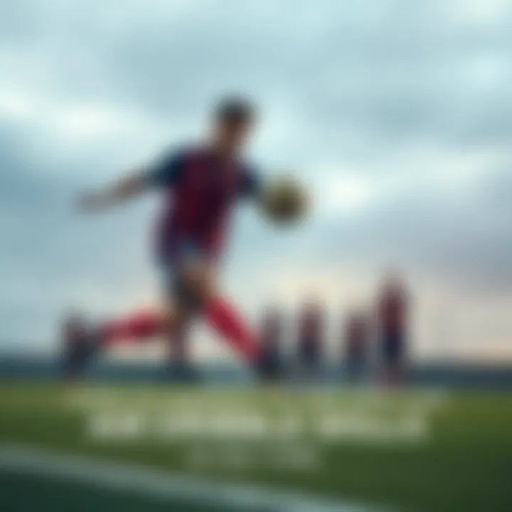 A soccer player is performing an air dribble on the field, skillfully controlling the ball with their feet as teammates watch