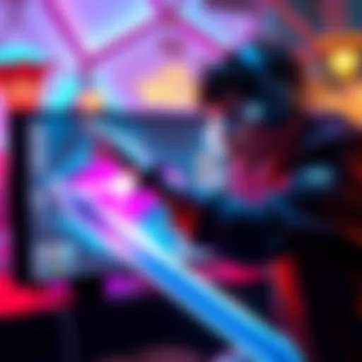A gamer focused on the screen, timing their parry against an incoming attack in a vibrant fantasy game environment.