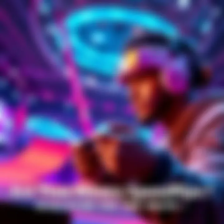 A gamer focused on executing a speedflip in a virtual arena, with a controller in hand and a look of concentration on their face.