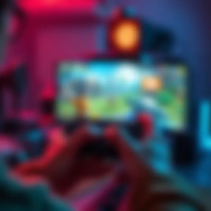 Player practicing spring traps A gamer focused on using spring traps in a console game, showing controller in hand and game screen displayed