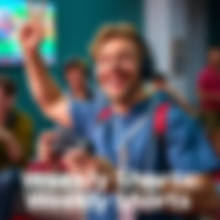 A player smiling and holding a game controller, showing excitement about recent game scores