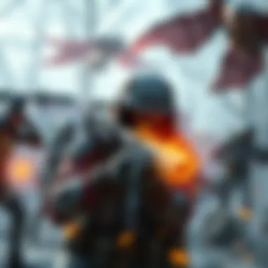 Player with a crafted weapon in PvP battle A gamer in a tense PvP match, focusing on their crafted weapon while others loot defeated foes