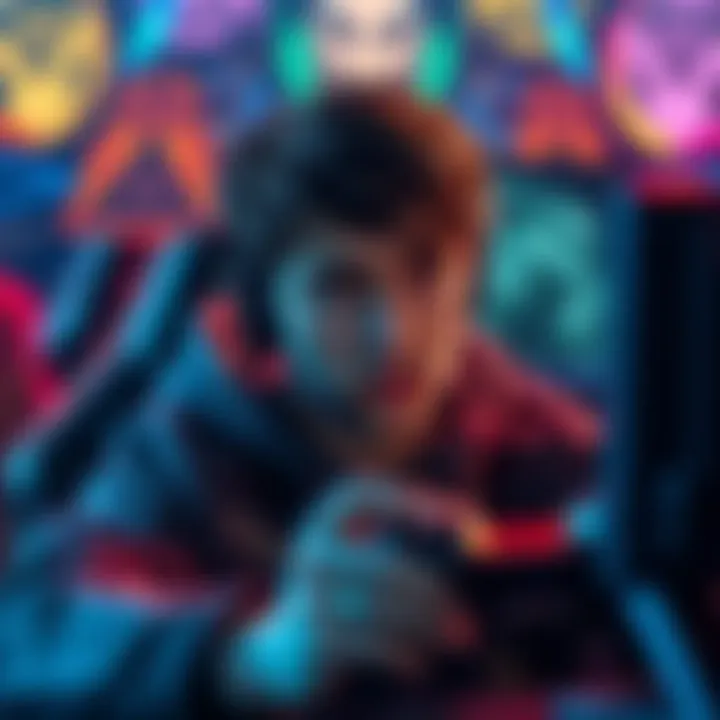 A gamer looks frustrated while playing a video game, surrounded by powerful abilities but feeling underwhelmed by the challenges.