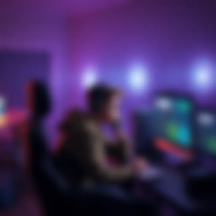 A gamer looking frustrated while sitting at a computer, with Fortnite on the screen and a cancellation notice visible.