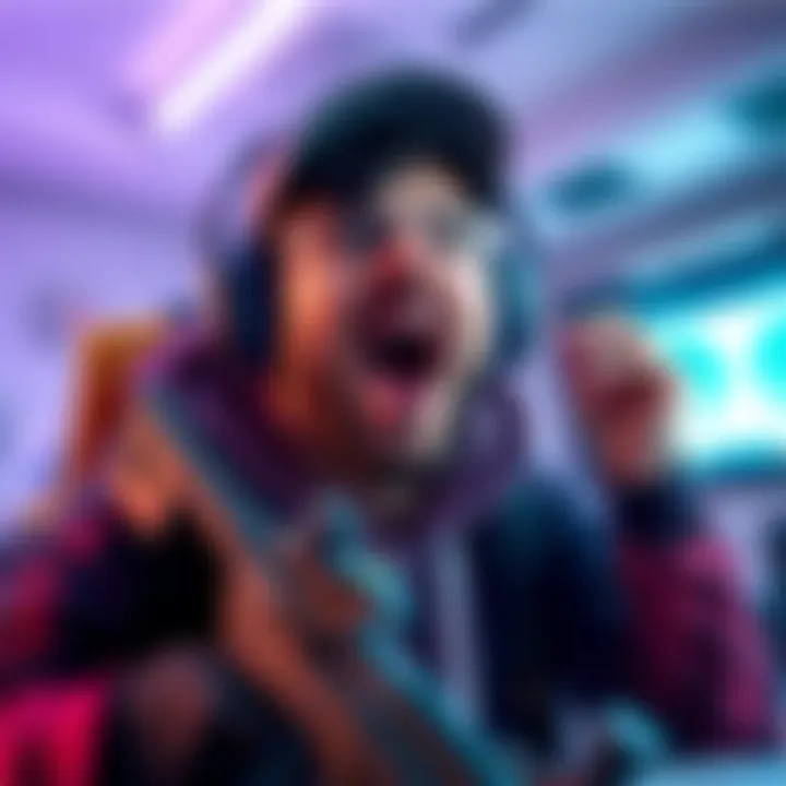 Player reacting to a no-scope moment A gamer showing surprise and excitement after a no-scope shot in a video game