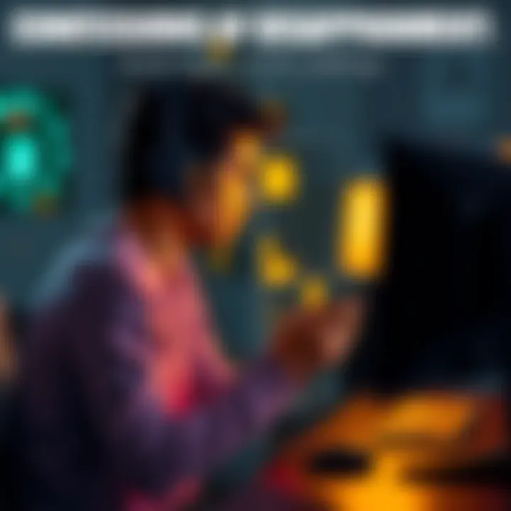 Player reflecting on game endings A gamer sitting in front of a computer, looking contemplative with a game controller in hand, highlighting feelings of disappointment about game endings.