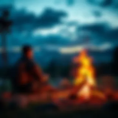 Player Reflecting on Departure An OG player sits by a campfire, gazing into the distance, contemplating their last journey with the raider. The atmosphere is emotional and nostalgic.
