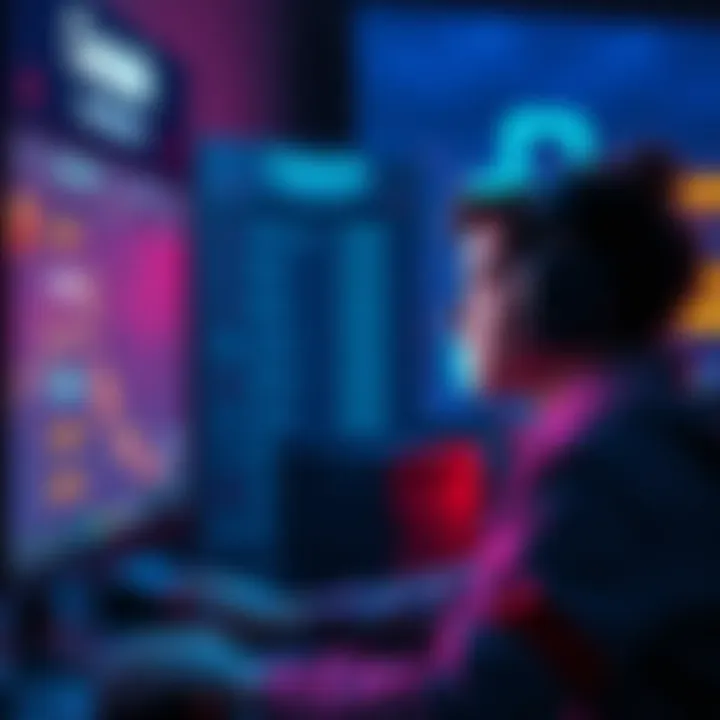A gamer looks worried while playing on a computer, with a scoreboard showing multiple losses behind them.