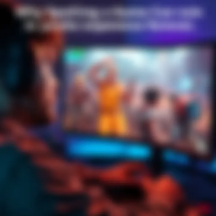 A player looks disappointed while watching a game stream on their computer, realizing they spoiled their own gaming experience. The screen shows gameplay footage with action scenes.