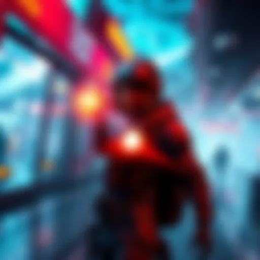 A gamer at a Spaceport using the Remote Raider Flare to distract enemies while sneaking away from a confrontation.