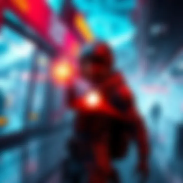 A gamer at a Spaceport using the Remote Raider Flare to distract enemies while sneaking away from a confrontation.