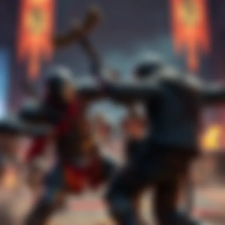 Player demonstrating a riposte in combat A gaming scene showing a character executing a riposte against an enemy, highlighting the move's impact in a battle setting.