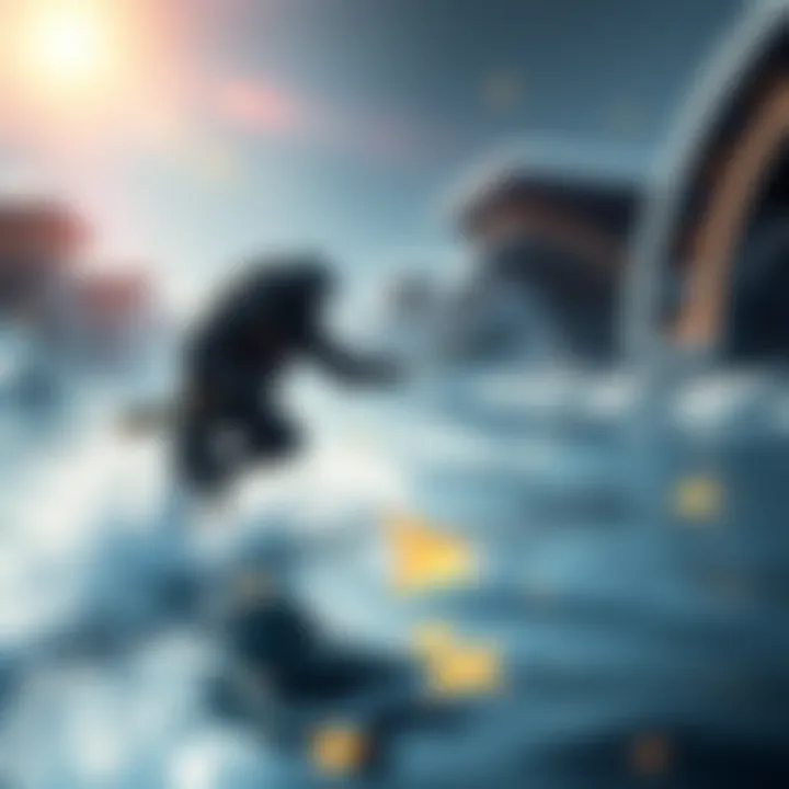 A character racing along the river to quickly reach the safelane, showcasing the river bonus effect during gameplay