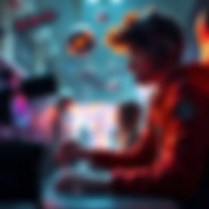 Player Sacrifice in Gaming A gamer contemplating a self-sacrifice decision during gameplay, surrounded by game elements that symbolize strategy and ethics.