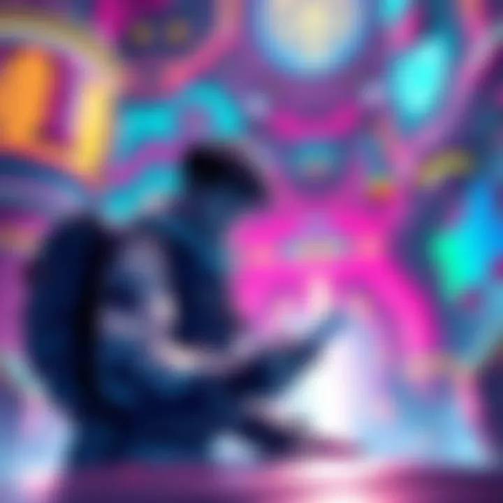 A player in a colorful game environment searches for a keycard, looking concerned after witnessing another player disintegrate in the Arbotoreum. The background shows futuristic structures and floating elements.