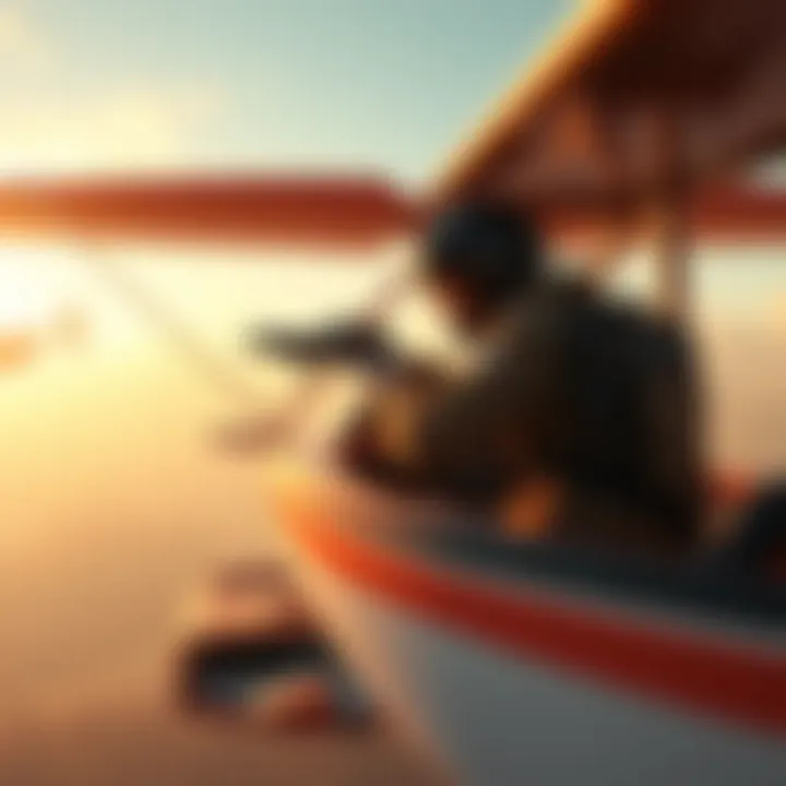 A player takes a shot while sitting in a motor glider, which has been transformed into a vehicle.