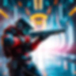 A character in Warframe aiming a shotgun, ready for action with a futuristic background