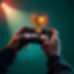 A gamer holding a controller with a display showing the Platinum trophy achieved in Silent Hill F.