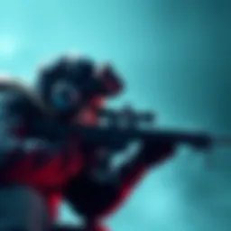 A competitive player aiming with a sniper rifle, showing focus and determination.