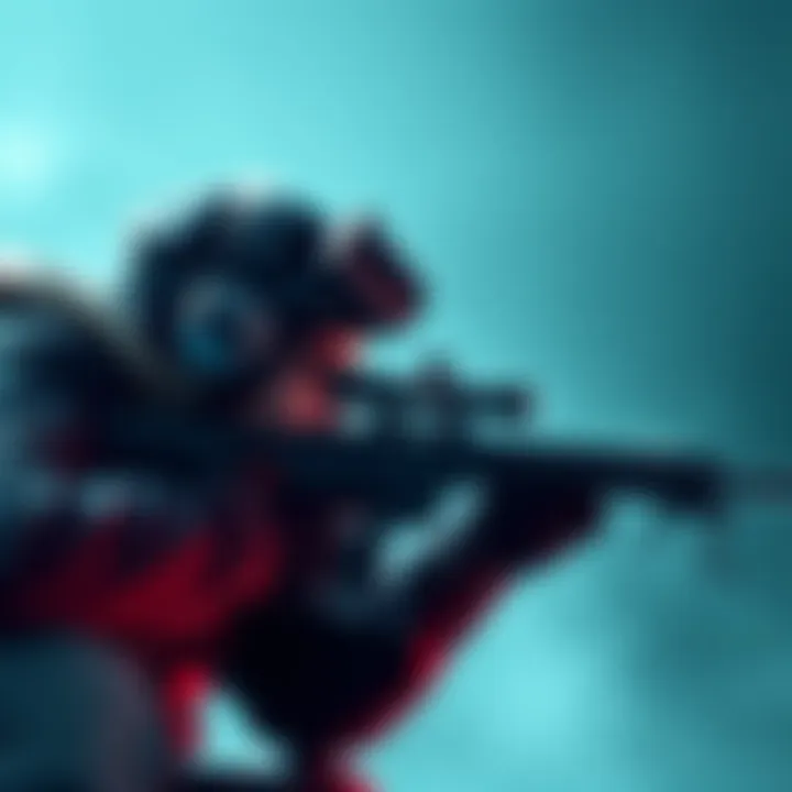 A competitive player aiming with a sniper rifle, showing focus and determination.