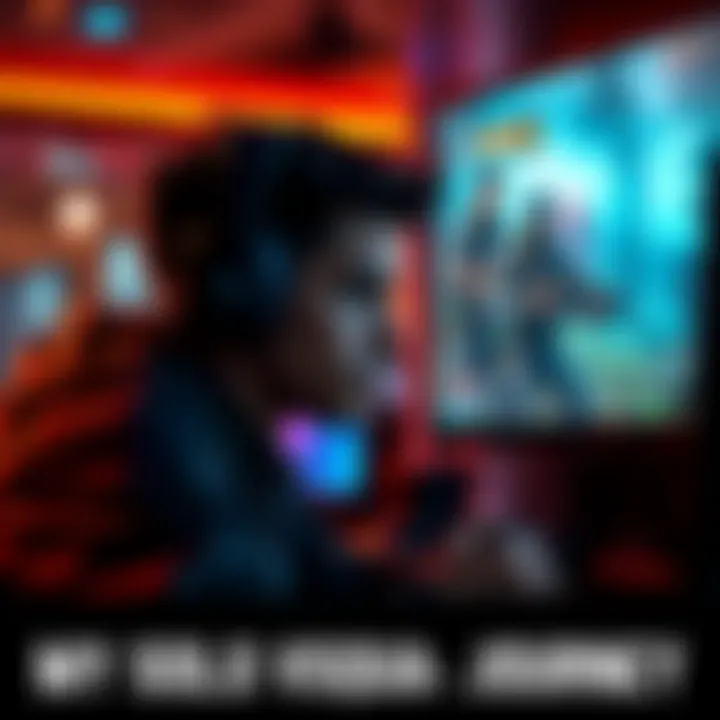 Player in Solo vs Squad gameplay A focused gamer in front of a screen, immersed in a tense Solo vs Squad match with intense graphics and action.