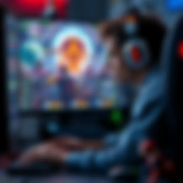 A gamer looks frustrated while playing Marathon on a computer, surrounded by chaotic game graphics and teammate chat logs on the screen.