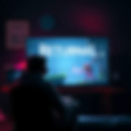 A gamer sits frustrated in front of a screen displaying the game Returnal, showing intense bosses and complex gameplay mechanics.